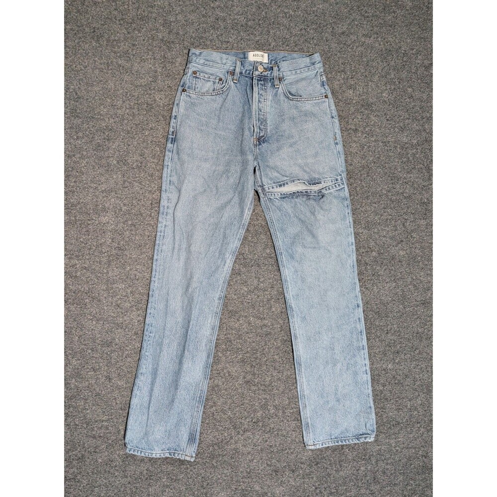 Agolde Jeans Womens 25 (26x30) Lana Slice Straight Button Fly Blue